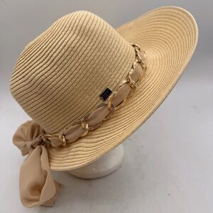 HBY Miami Paper Straw Sun Hat with Chain Band & Bow – 58 cm